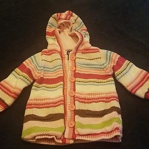 Baby girls lined pink hooded sweater